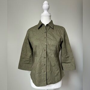 REITMAN Green Embroidered Asian Inspired Cotton Button Down Size M